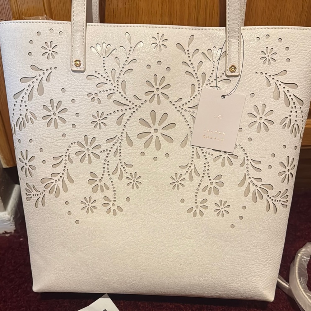 Elegant Light Pink/Blush  Floral Cutout Tote Bag